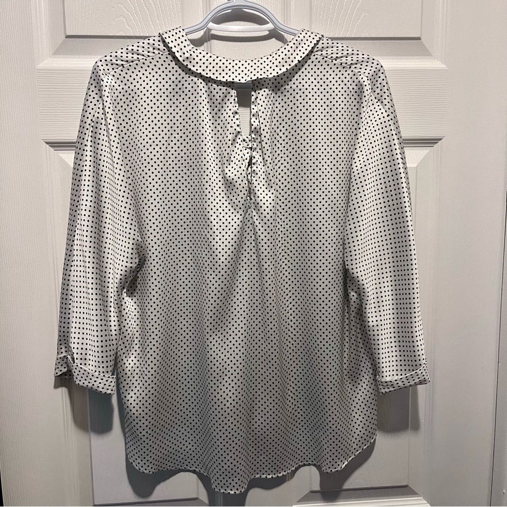 3/25$💥 Zara blouse top polka dot Women Small white black long sleeve collared - Picture 4 of 4
